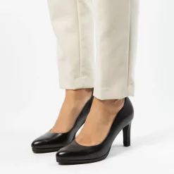 Manfield Zwarte leren pumps^DAMES Pumps