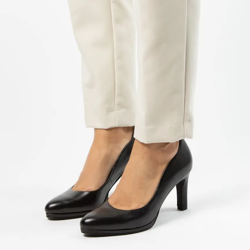 Manfield Zwarte leren pumps^DAMES Pumps