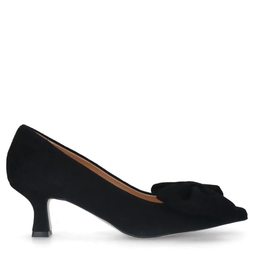 Manfield Zwarte leren pumps^DAMES Pumps