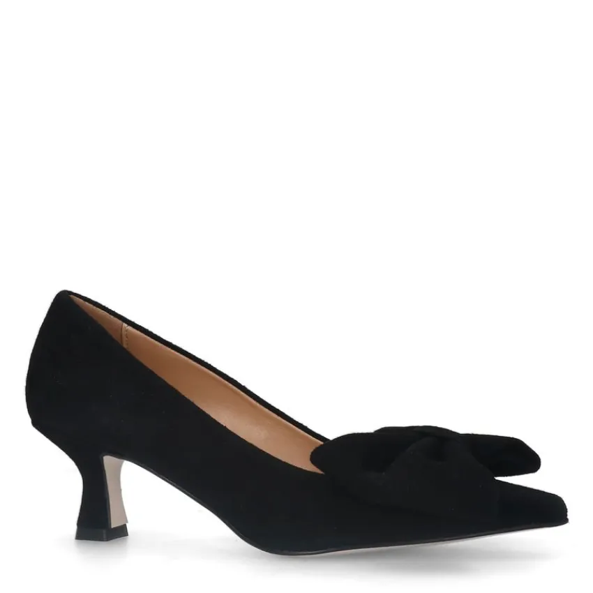 Manfield Zwarte leren pumps^DAMES Pumps