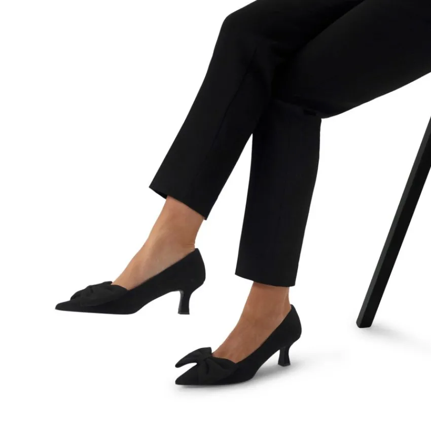 Manfield Zwarte leren pumps^DAMES Pumps