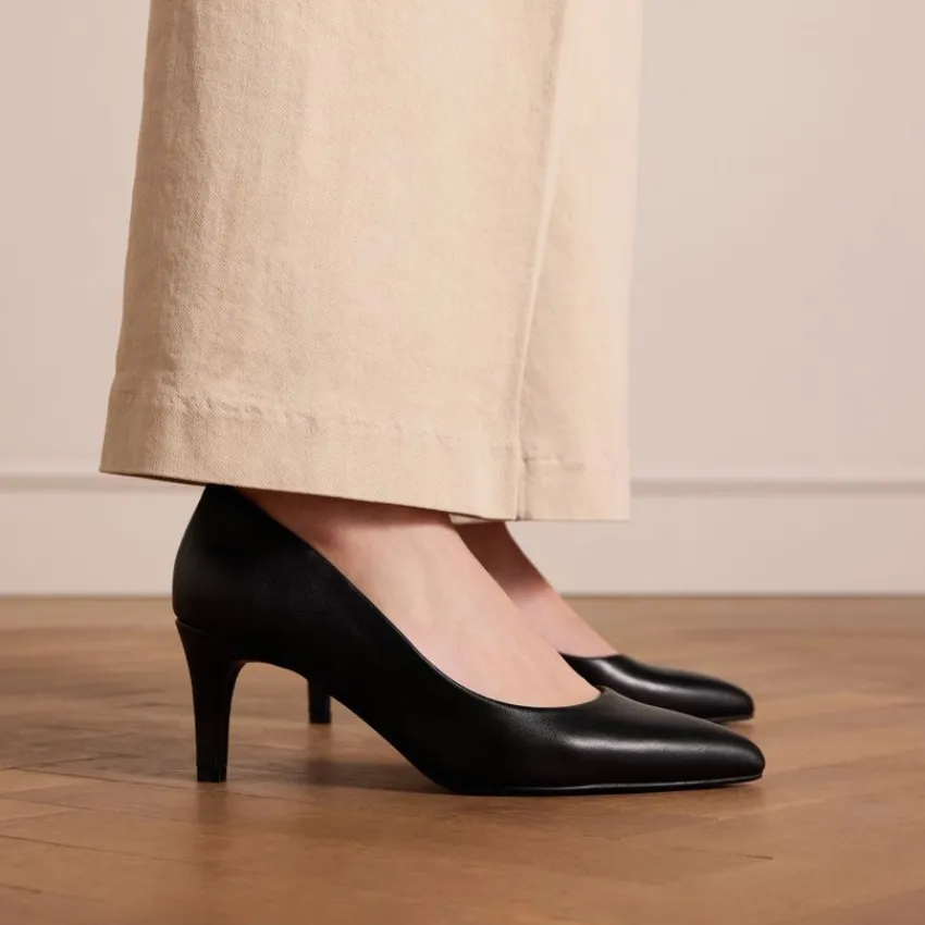 Manfield Zwarte leren pumps^DAMES Pumps