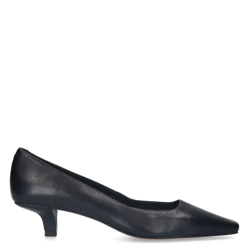 Manfield Zwarte leren pumps^DAMES Pumps