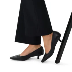 Manfield Zwarte leren pumps^DAMES Pumps