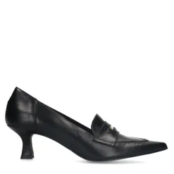 Manfield Zwarte leren pumps met goudkleurig detail^DAMES Pumps