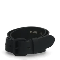 Manfield Zwarte leren riem^ Riemen