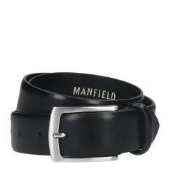 Manfield Zwarte leren riem^ Riemen