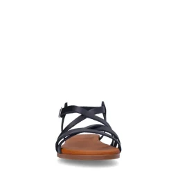 Manfield Zwarte leren sandalen^DAMES Sandalen