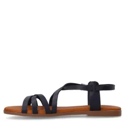 Manfield Zwarte leren sandalen^DAMES Sandalen