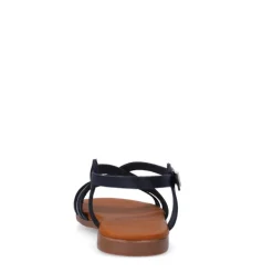 Manfield Zwarte leren sandalen^DAMES Sandalen