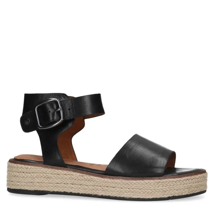 No Stress Zwarte leren sandalen^DAMES Sandalen