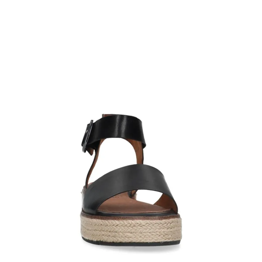 No Stress Zwarte leren sandalen^DAMES Sandalen