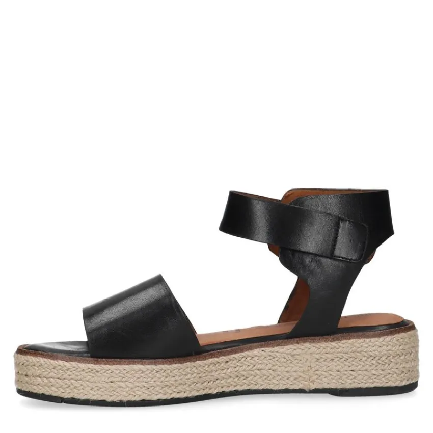 No Stress Zwarte leren sandalen^DAMES Sandalen