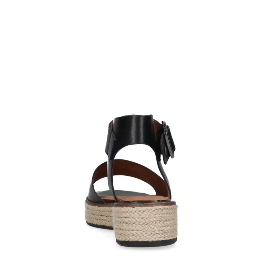No Stress Zwarte leren sandalen^DAMES Sandalen