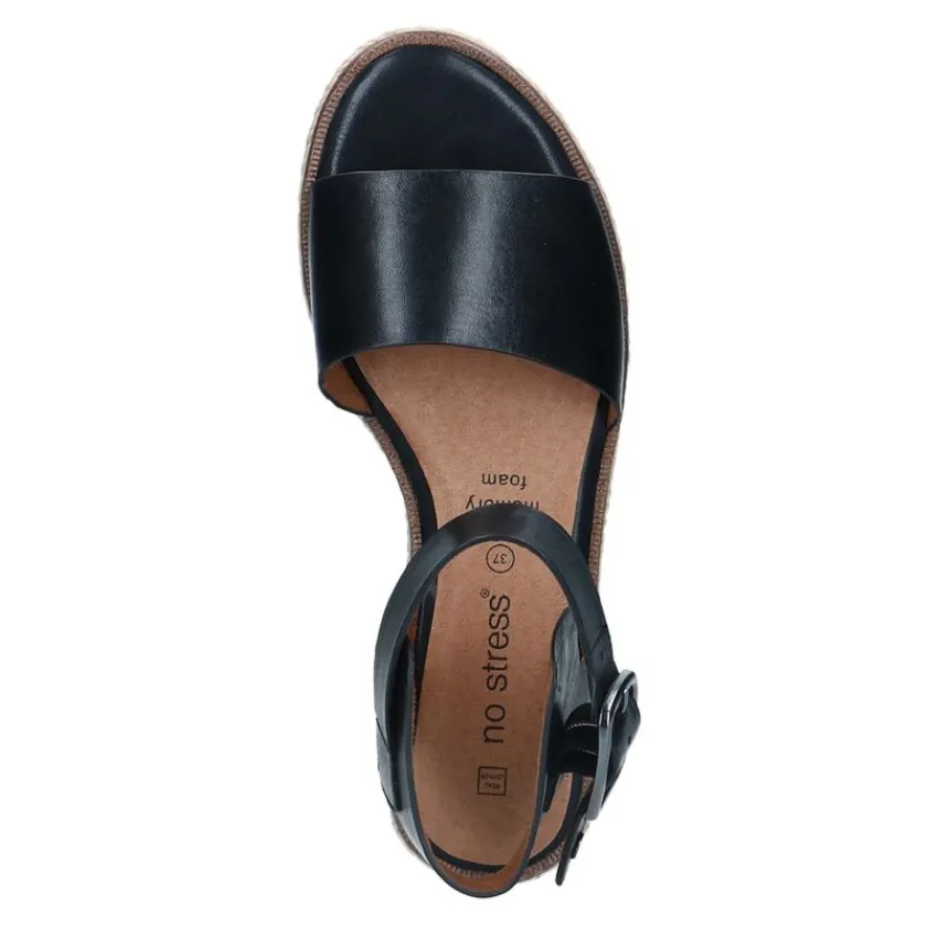 No Stress Zwarte leren sandalen^DAMES Sandalen