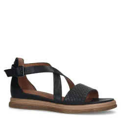 No Stress Zwarte leren sandalen^DAMES Sandalen