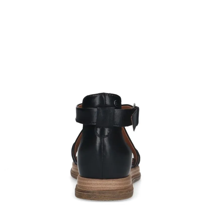 No Stress Zwarte leren sandalen^DAMES Sandalen