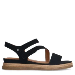 No Stress Zwarte leren sandalen^DAMES Sandalen