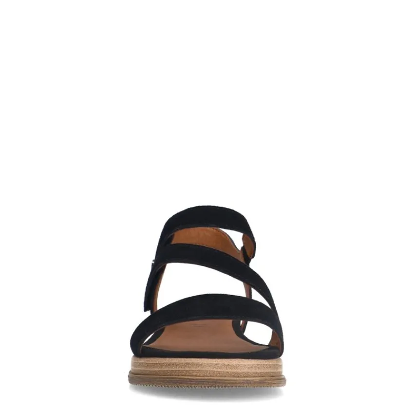 No Stress Zwarte leren sandalen^DAMES Sandalen