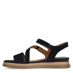 No Stress Zwarte leren sandalen^DAMES Sandalen