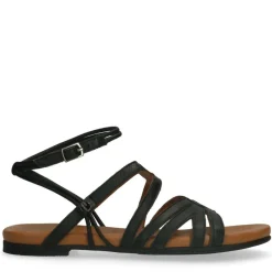No Stress Zwarte leren sandalen met bandjes^DAMES Sandalen