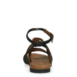 No Stress Zwarte leren sandalen met bandjes^DAMES Sandalen