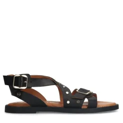 No Stress Zwarte leren sandalen met studs^DAMES Sandalen