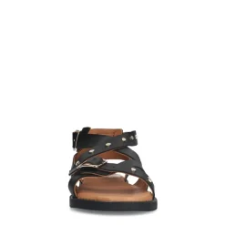 No Stress Zwarte leren sandalen met studs^DAMES Sandalen