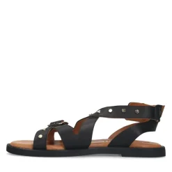 No Stress Zwarte leren sandalen met studs^DAMES Sandalen