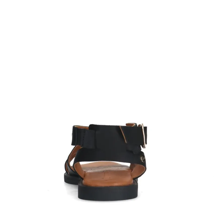 No Stress Zwarte leren sandalen met studs^DAMES Sandalen