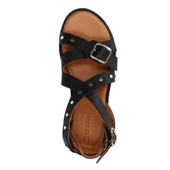 No Stress Zwarte leren sandalen met studs^DAMES Sandalen