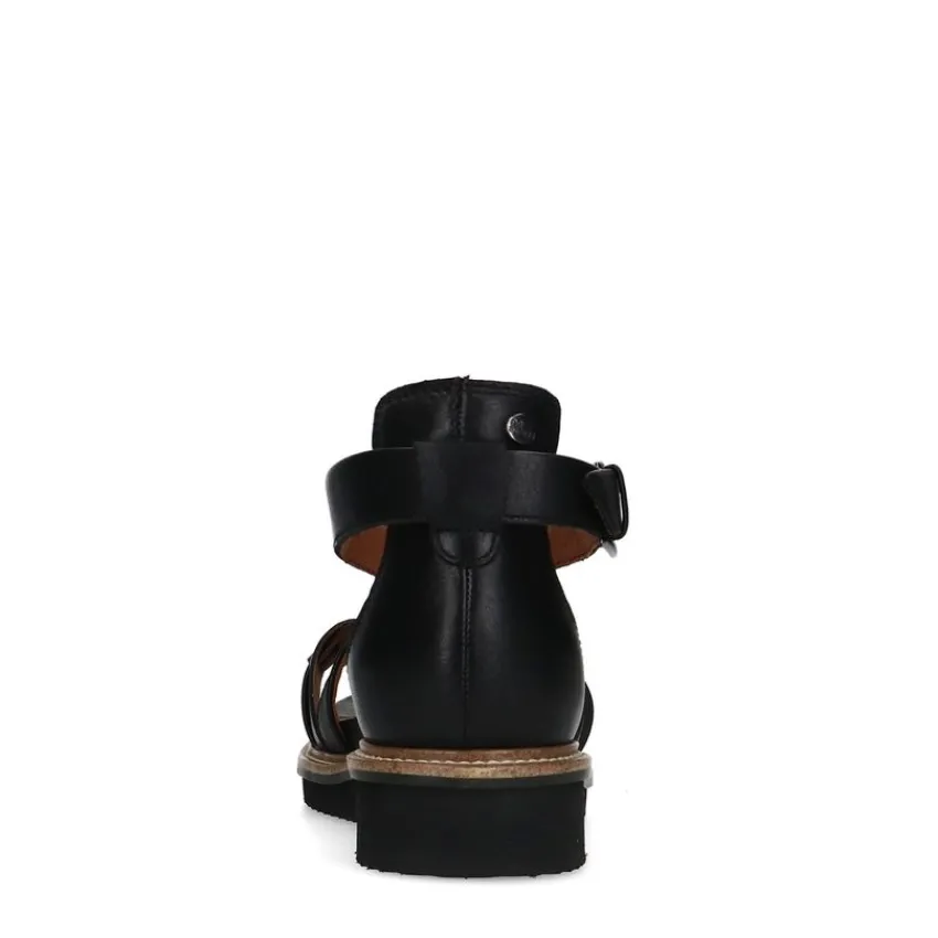 No Stress Zwarte leren sandalen met gevlochten band^DAMES Sandalen