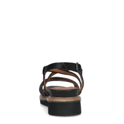 No Stress Zwarte leren sandalen met bandjes^DAMES Sandalen