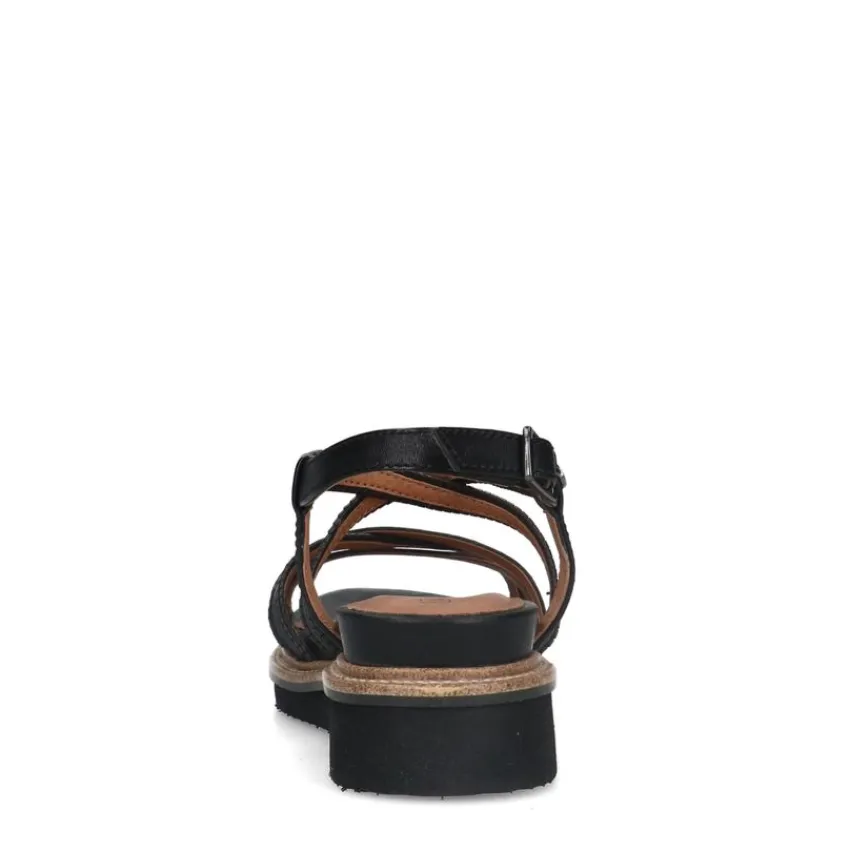 No Stress Zwarte leren sandalen met bandjes^DAMES Sandalen