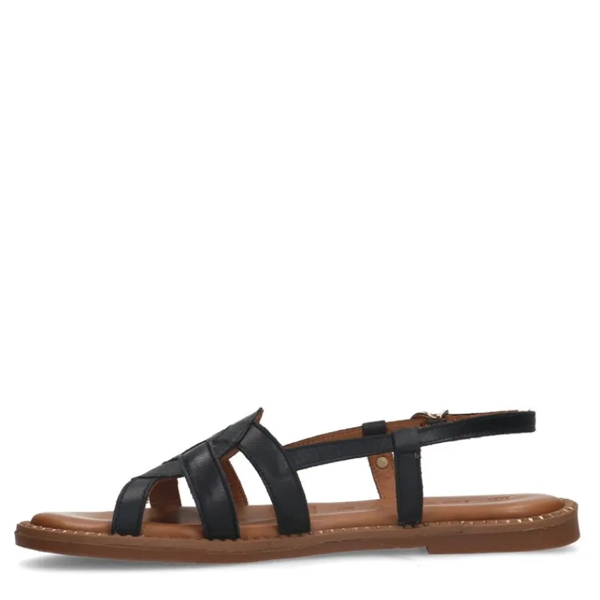 No Stress Zwarte leren sandalen met gesp^DAMES Sandalen