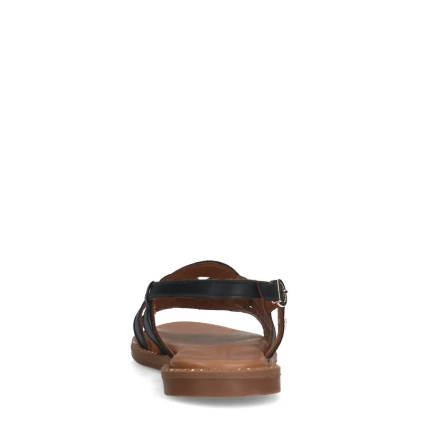 No Stress Zwarte leren sandalen met gesp^DAMES Sandalen