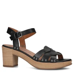No Stress Zwarte leren sandalen met blokhak^DAMES Sandalen