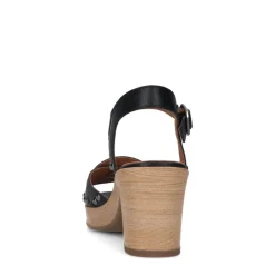 No Stress Zwarte leren sandalen met blokhak^DAMES Sandalen
