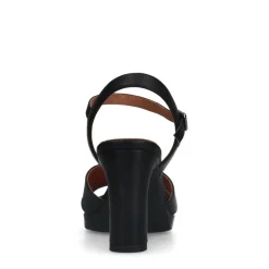 No Stress Zwarte leren sandalen met hak^DAMES Sandalen