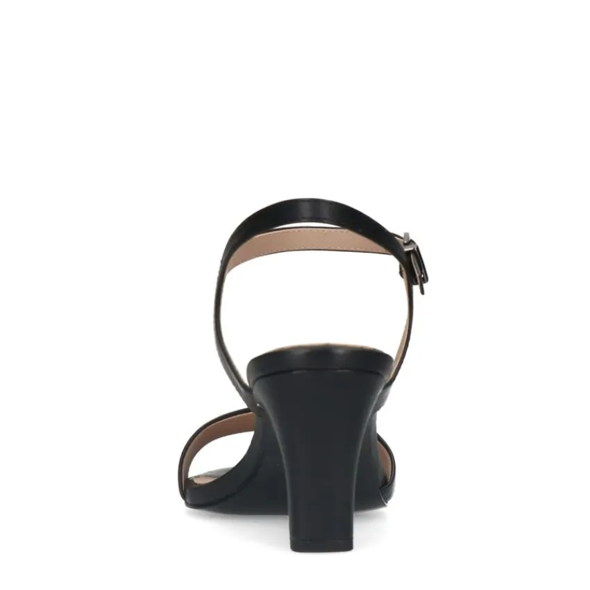 No Stress Zwarte leren sandalen met hak^DAMES Sandalen