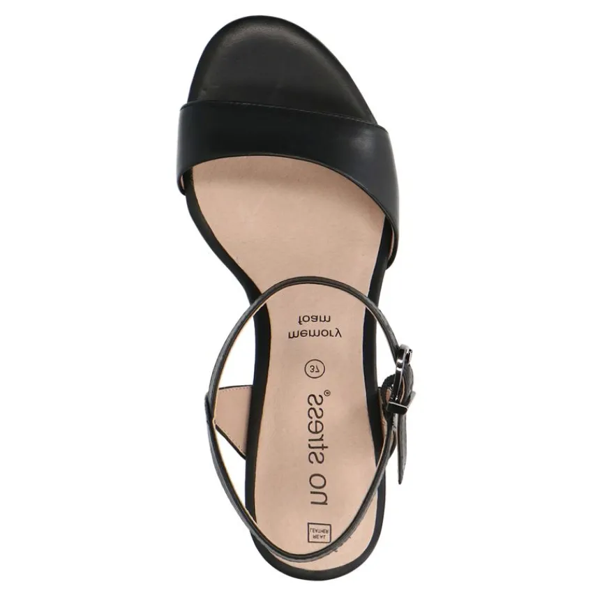 No Stress Zwarte leren sandalen met hak^DAMES Sandalen