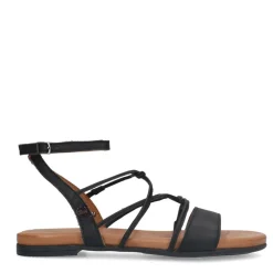 No Stress Zwarte leren sandalen met bandjes^DAMES Sandalen