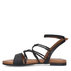 No Stress Zwarte leren sandalen met bandjes^DAMES Sandalen