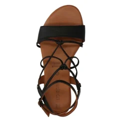 No Stress Zwarte leren sandalen met bandjes^DAMES Sandalen