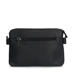 Manfield Zwarte leren schoudertas^ Schoudertassen