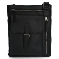 No Stress Zwarte leren schoudertas^Heren Schoudertassen|Heren Tassen