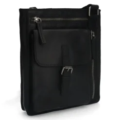 No Stress Zwarte leren schoudertas^Heren Schoudertassen|Heren Tassen