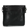 Manfield Zwarte leren schoudertas^ Schoudertassen