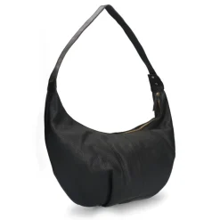 Manfield Zwarte leren schoudertas^ Schoudertassen