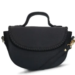 Manfield Zwarte leren schoudertas^ Schoudertassen